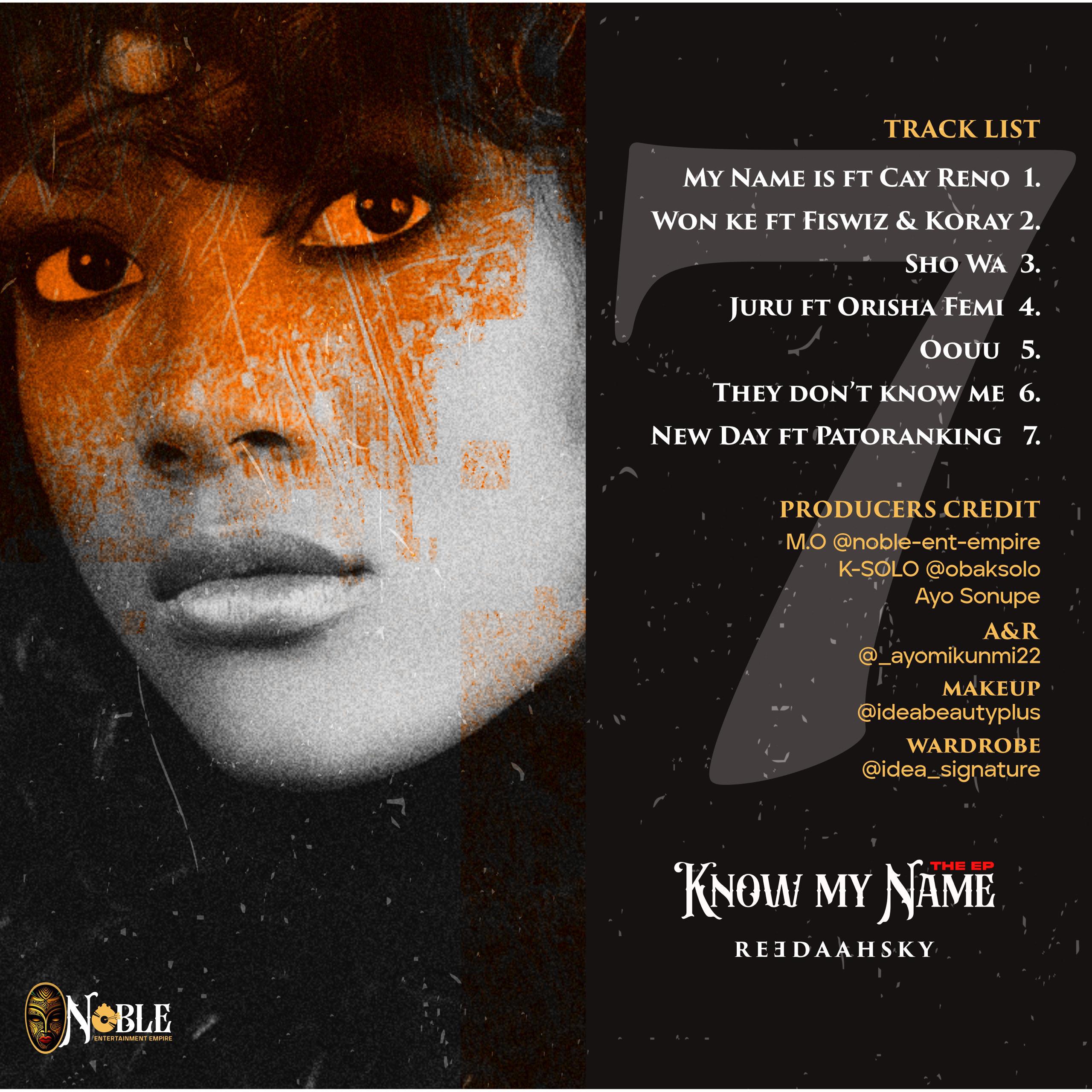 Reedaahsky Know My Name EP Tracklist